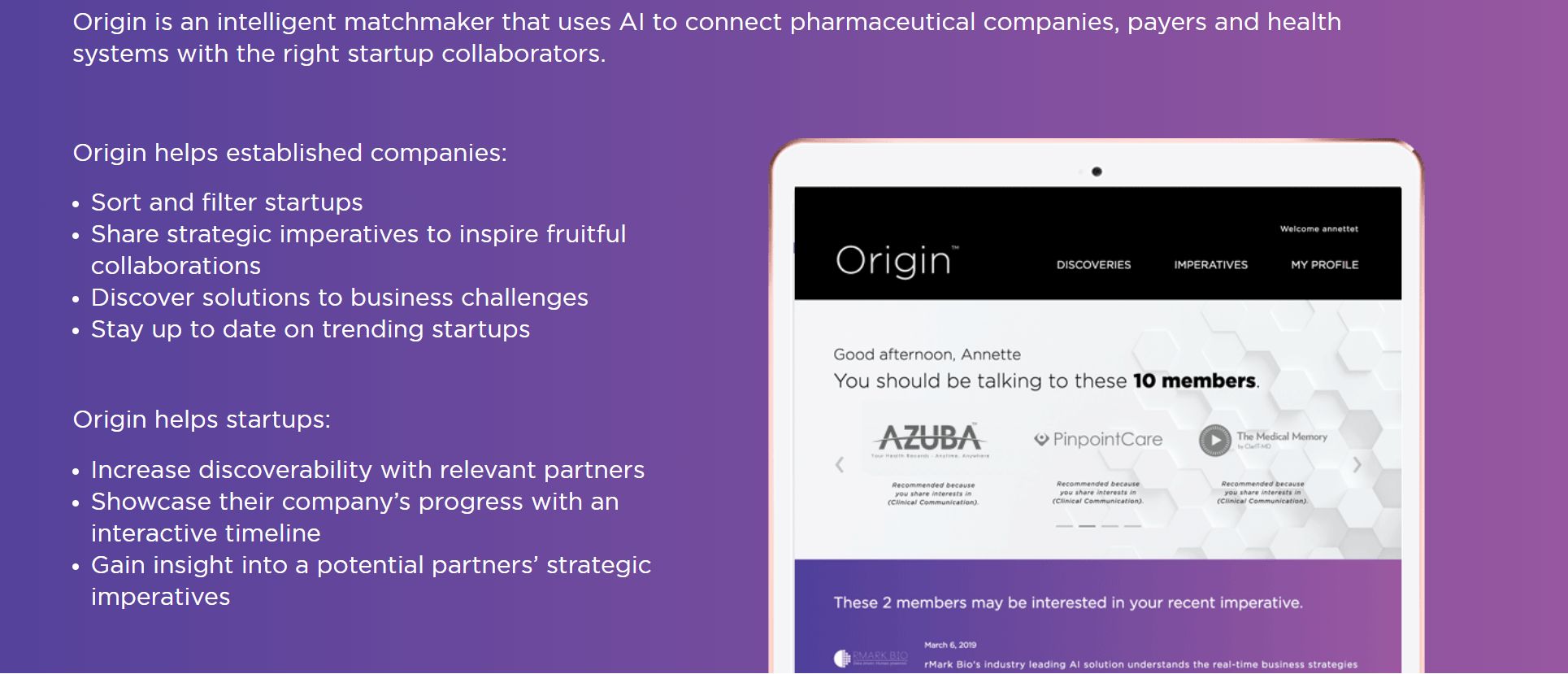 MATTER, rMark Bio Launch AI-Powered Healthcare Innovation Matchmaker, Origin