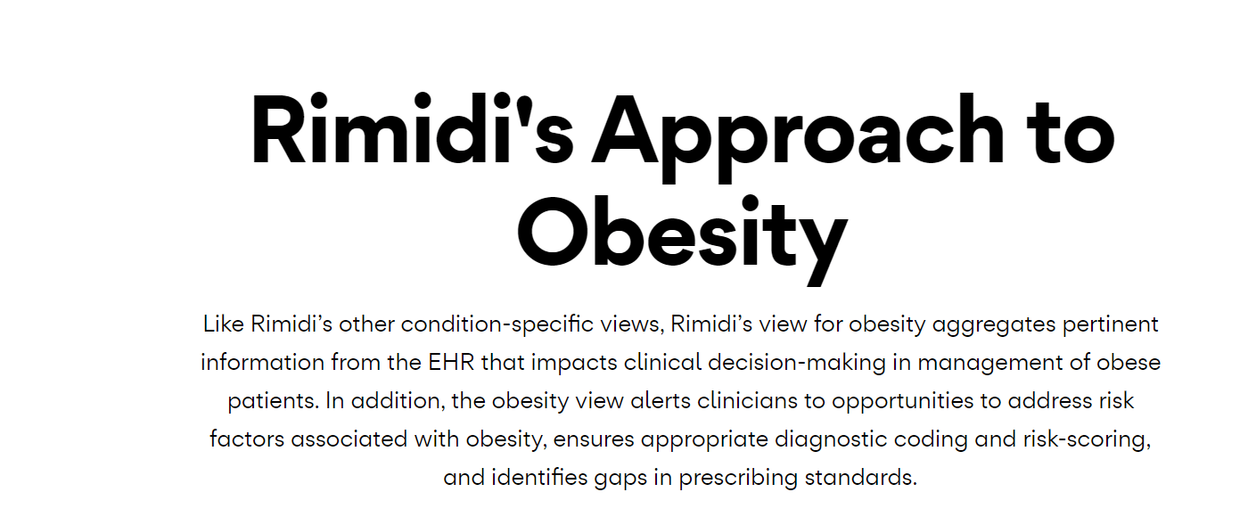 Rimidi Adds Obesity View to EHR-Integrated Platform for Clinicians