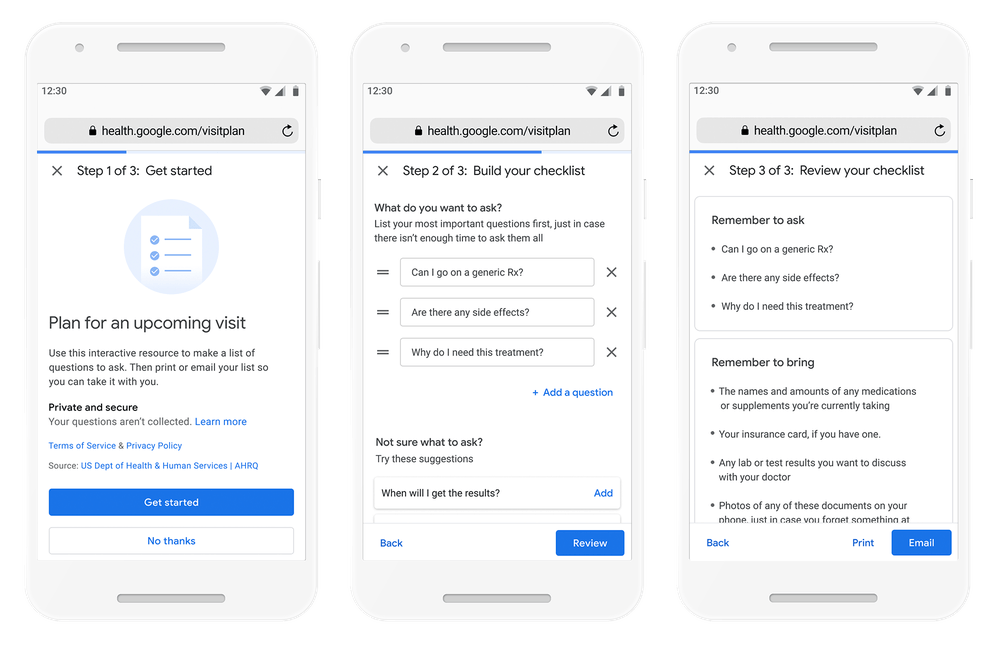 AHRQ and Google Pilot New Tool to Help Patients Plan for Medical Visits