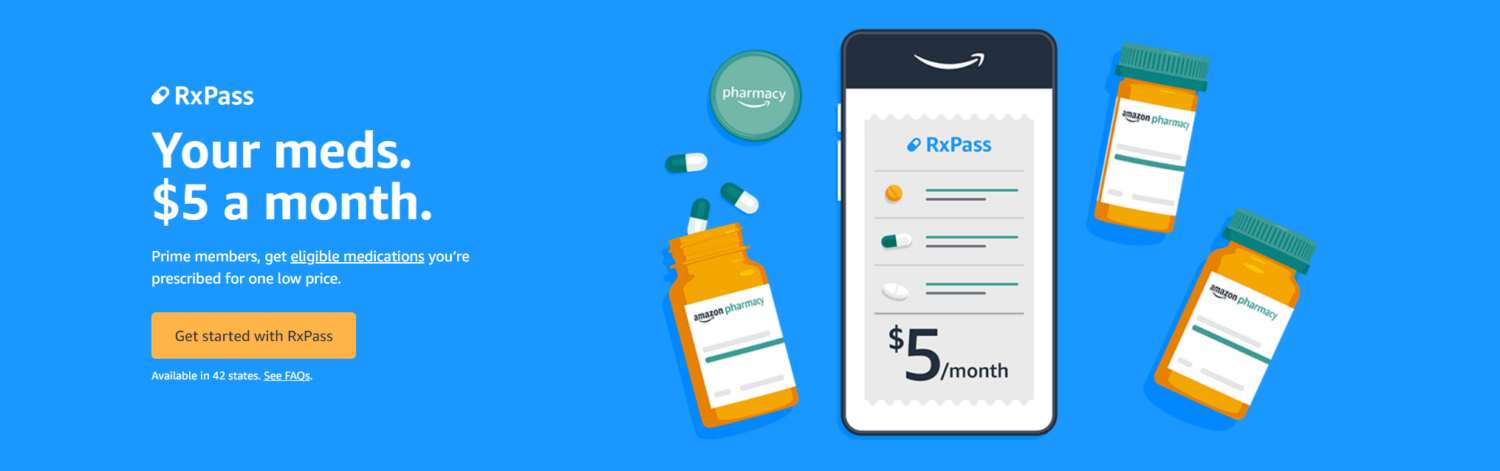 Amazon Launches RxPass, $5 a Month for Unlimited Prescription Medications