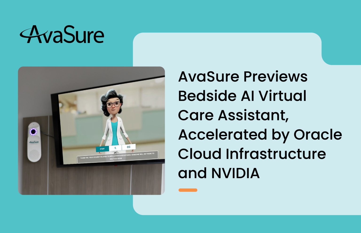 Avasure Layout Examples AvaSure, Oracle and NVIDIA Launches AI Virtual Care Assistant
