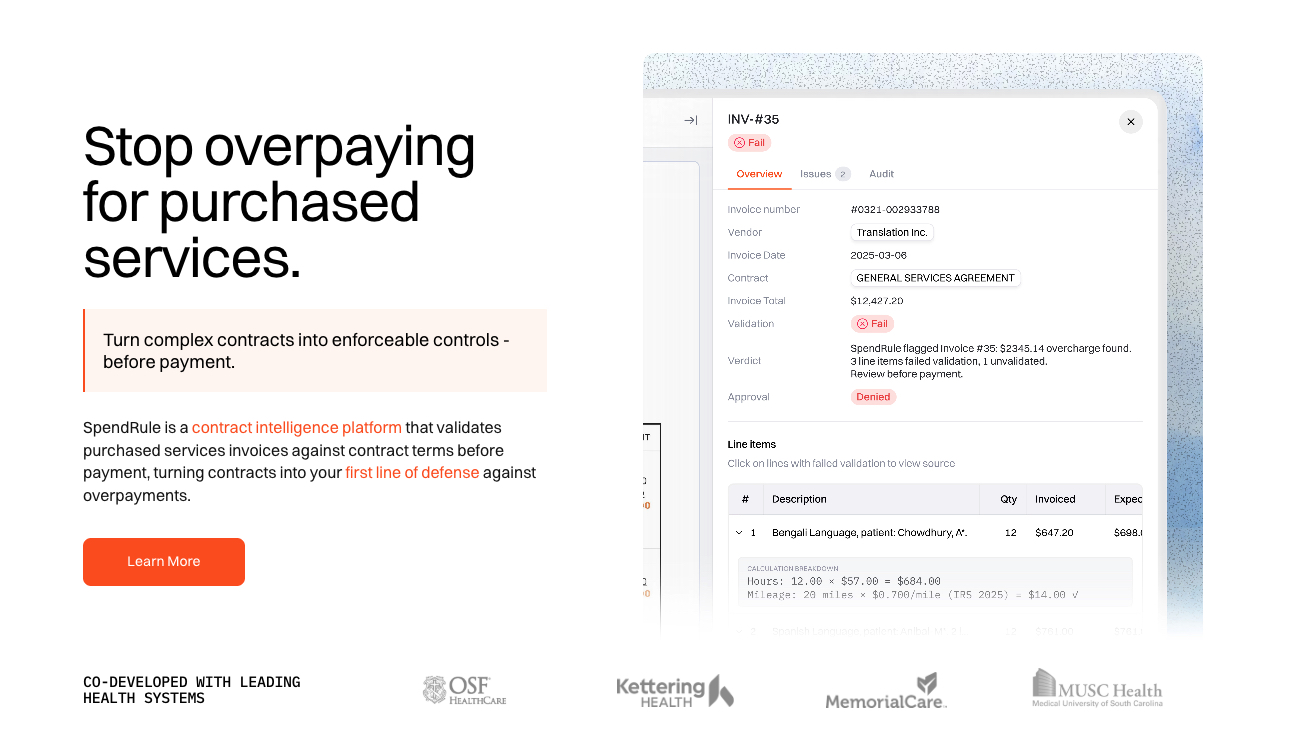 SpendRule Launches AI-Powered Contract Intelligence Platform with OSF HealthCare and MemorialCare