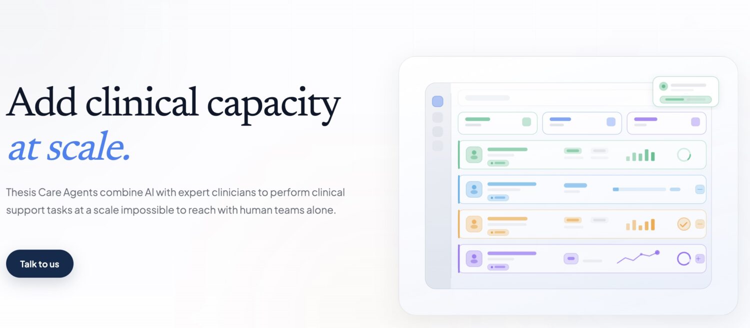 What You Should Know The Funding & Rebrand: New York-based Thesis Care (recently rebranded from Trovo Health) has secured $45M in Series A funding. The round was led by Oak HC/FT, with participation from CRV and Black Opal Ventures, bringing total funding to $60M. The Leadership: The company was founded in 2024 by CEO Dr. Niren Gandra and CPO Aditya Pandyaram, both former executives at the patient financial engagement giant Cedar. The Core Model: Thesis does not sell a traditional SaaS tool for hospital staff to learn. Instead, it deploys AI agents backed by its own internal team of "expert clinicians-in-the-loop." The platform executes complex clinical operations and care management workflows end-to-end, delivering the finished result directly to the provider. The Clinical Impact: Because Thesis completes the tasks autonomously, existing clinic workflows remain perfectly intact, radically reducing administrative burden. The Scale: Following successful design partnerships in 2024 and 2025, Thesis is already deployed across thousands of providers. Major clients include US Heart & Vascular, Essen Health Care, Springfield Clinic, and Allied Digestive Health.