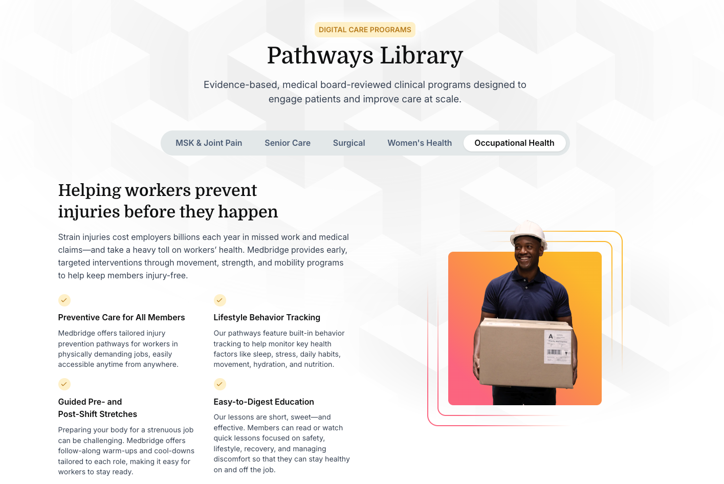 Medbridge Launches Hybrid Pathway to Prevent Workplace MSK Injuries – Medbridge Launches Hybrid Pathway to Prevent Workplace MSK Injuries –
